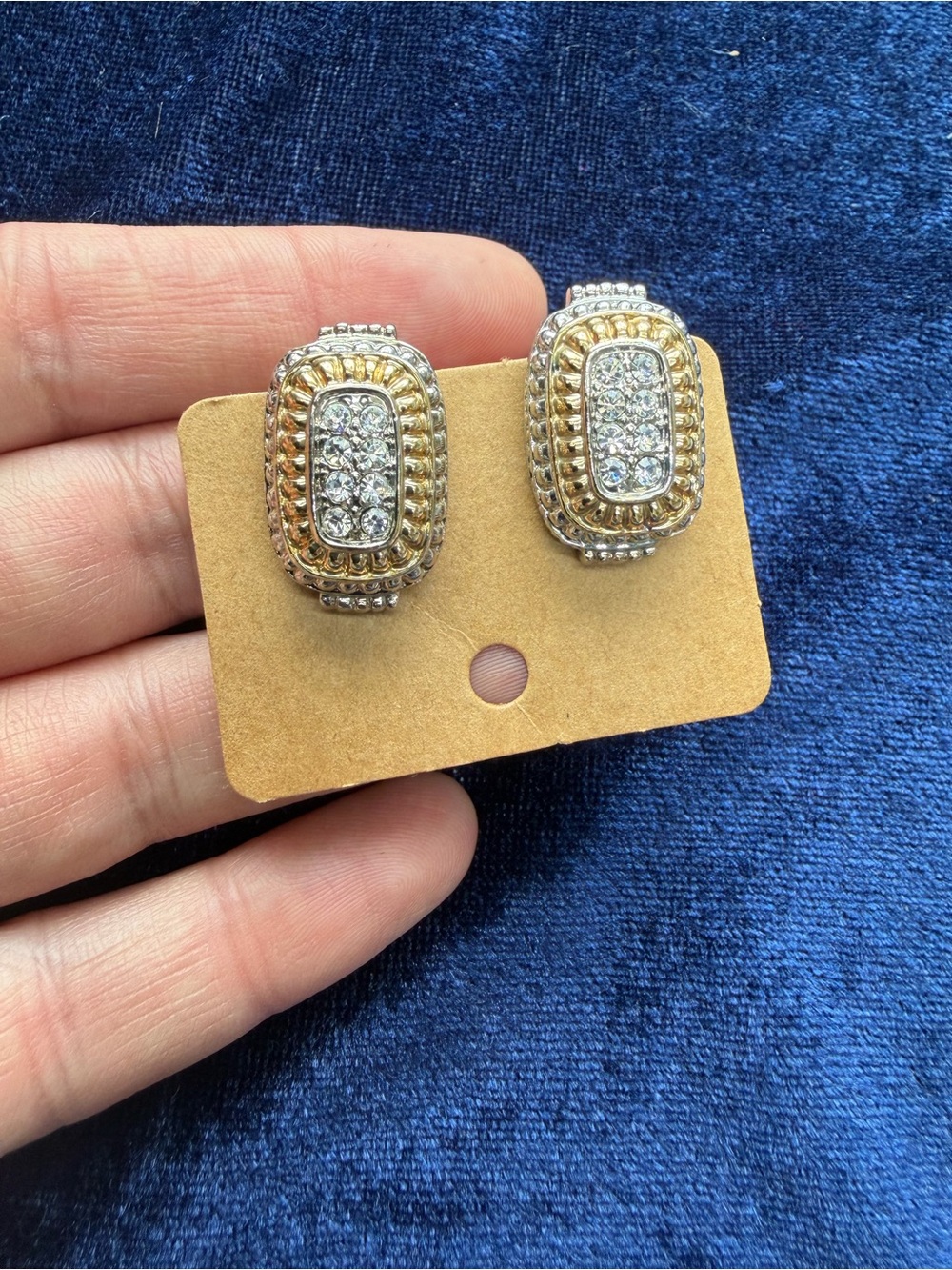 Vintage Pavé Crystal Clip on Earrings